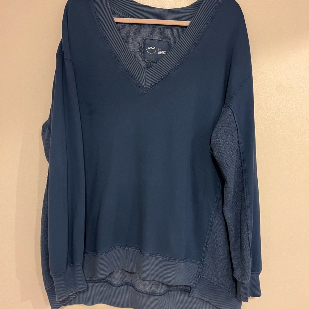 Aerie Blue V-Neck Sweater Casual Knit